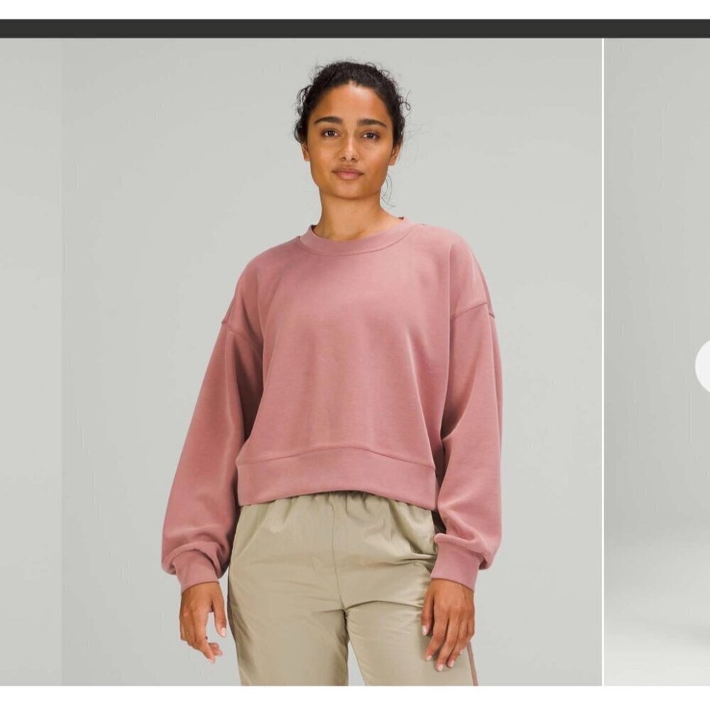 Lululemon Perfectly Oversized Cropped Crew Sweatshirt , Spiced Chai , L/XL